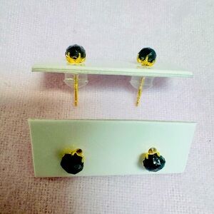 Black Diamond Stud Earrings K18 Japan Gold